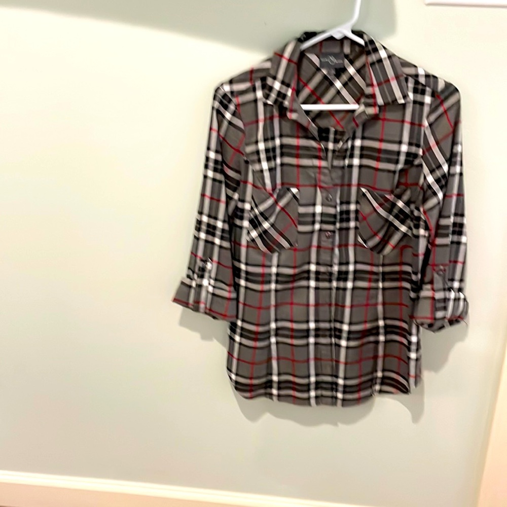 Market Spruce, small, blk/white/red plaid